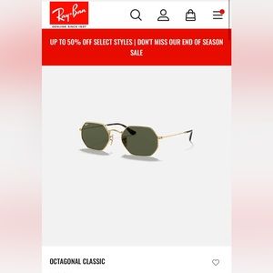Ray Bans, octagonal classic, green classic g-15, gold frame